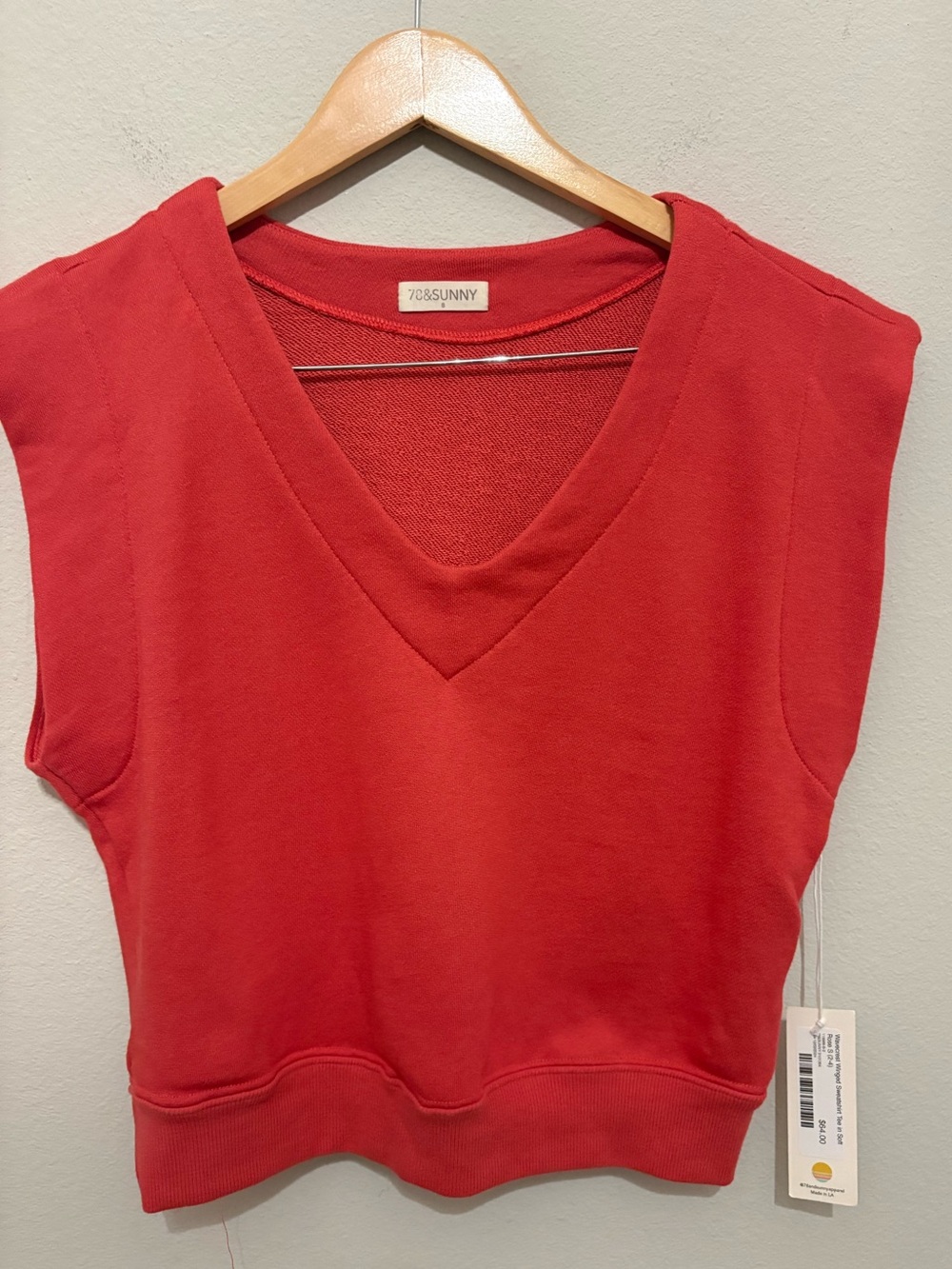 78&Sunny Red Sleeveless V-Neck Sweatshirt Vest NWT
